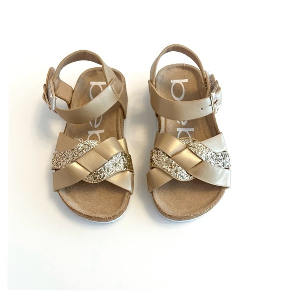 NEW BEBE Gold Strappy Sandals with Velcro Closures Baby Girl Size 7 - Picture 2 of 4